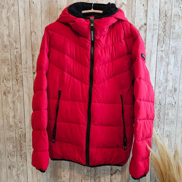 Men's Calvin Klein Red Puffer Jacket Size L - Picture 1 of 10
